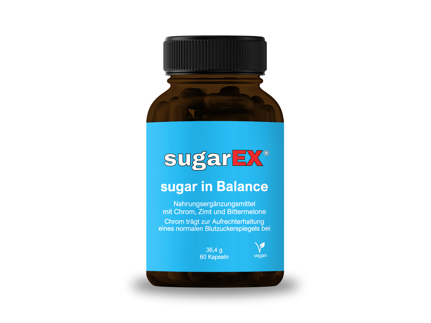 sugarEX - sugar in Balance - Nahrungsergänzungsmittel - Entwickelt um Ihnen zu helfen, Ihren Appetit zu regulieren und den Blutzuckerspiegel zu normalisieren