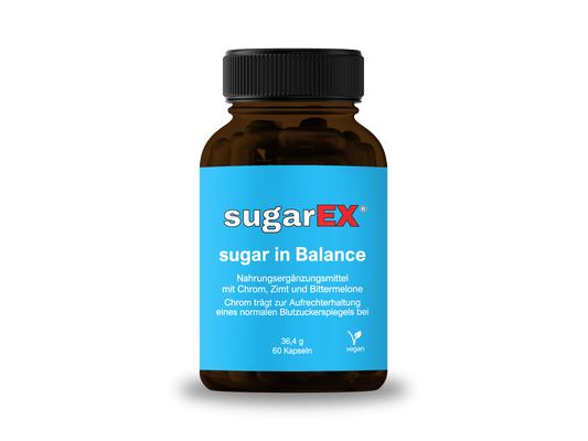 sugarEX - sugar in Balance - dietary supplement - is intended to help regulate appetite and normalize blood sugar levels