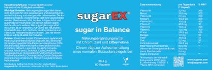 sugarEX - sugar in Balance - dietary supplement - designed to help you regulate your appetite and normalize blood sugar levels