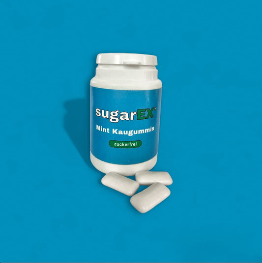 sugarEX Mint Kaugummis - zuckerfrei- (65 g je Dose) - Verkauf im Set zu 6 Dosen